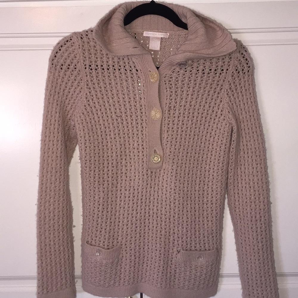 🐣 Rebecca Taylor alpaca shabby chic crystal sweater